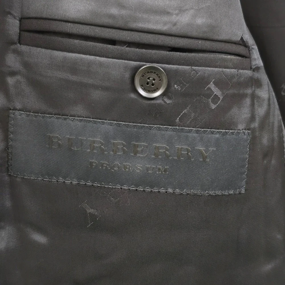 Burberry Prorsum Mens Black Virgin Wool Satin Peak Lapel Tuxedo Blazer Jacket 54